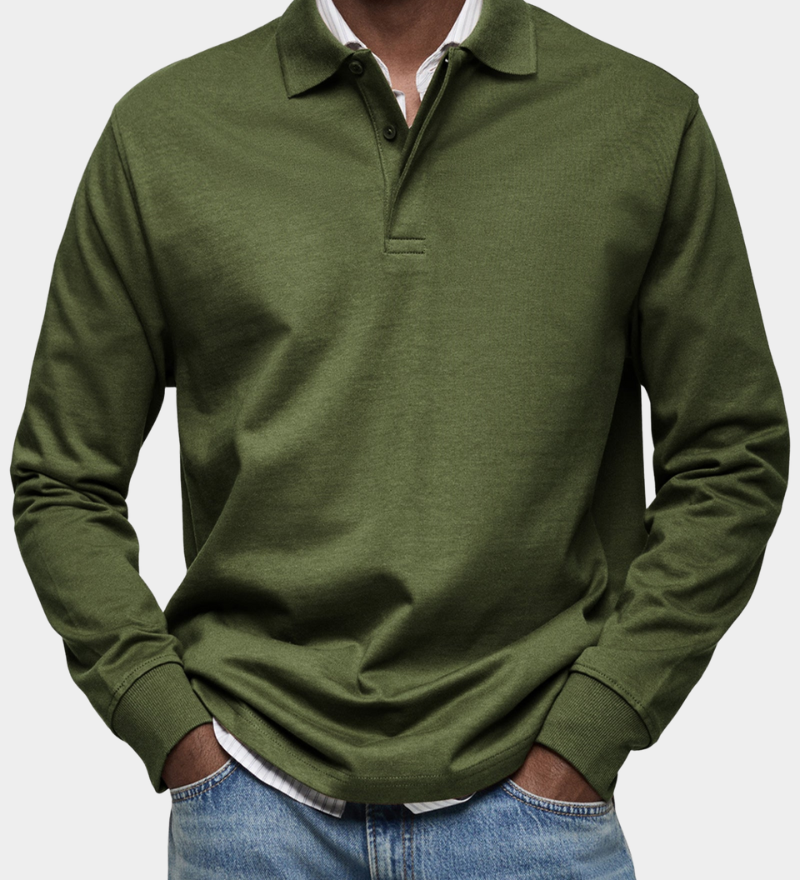 Classic long-sleeved polo shirt