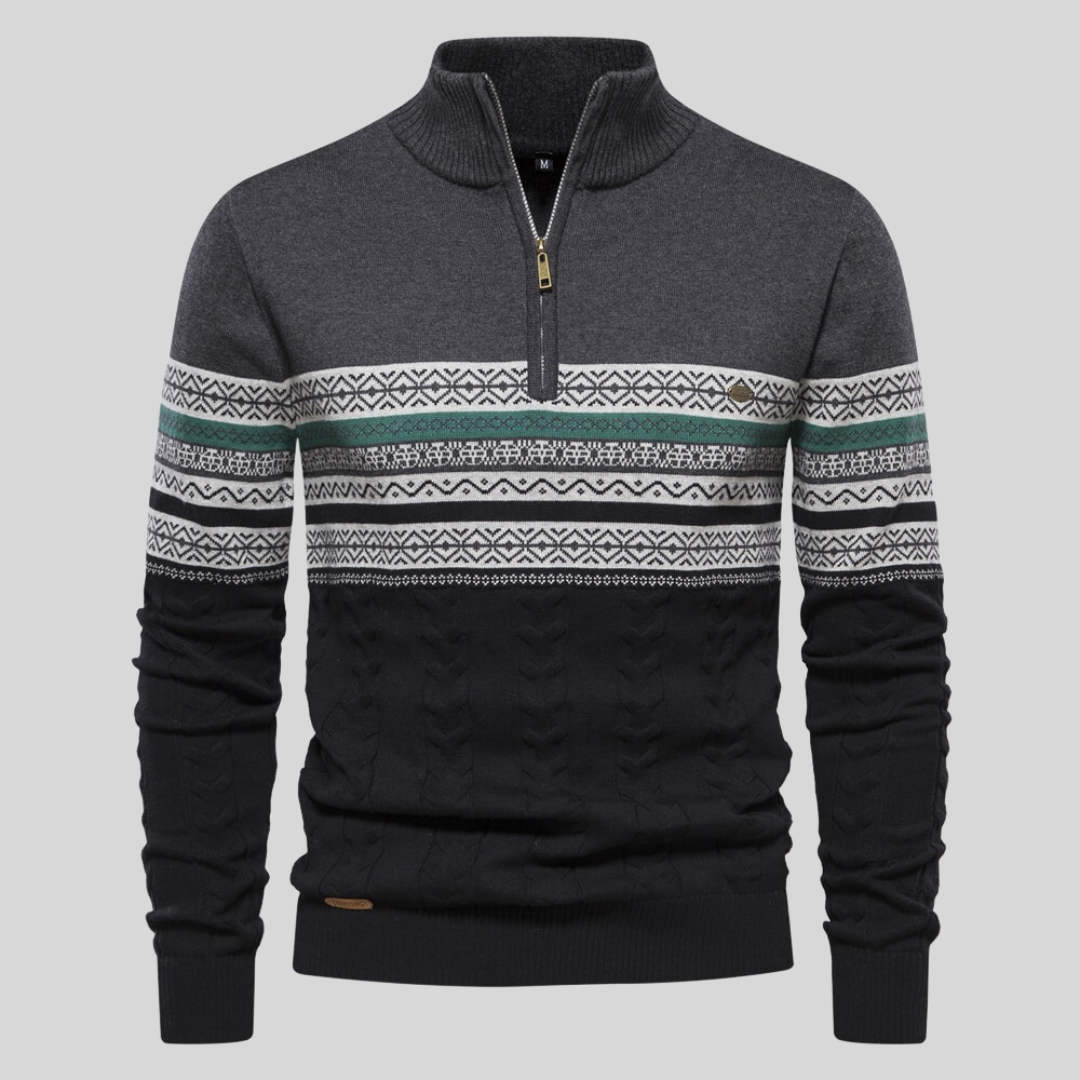 Hadley - Patterned Half-Zip Jumper