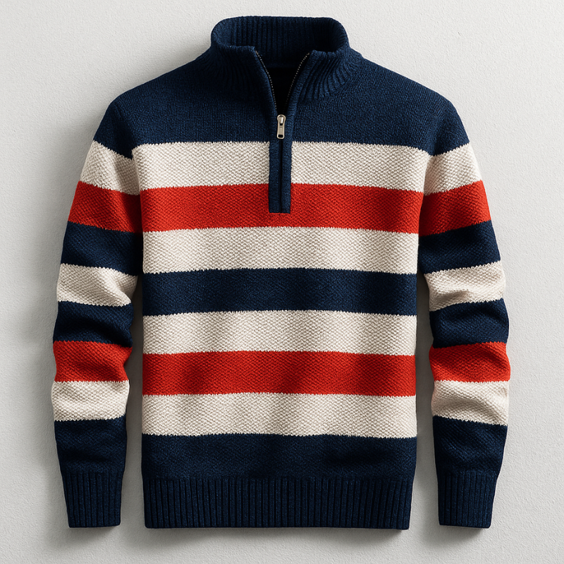 Tristan - Striped Half-Zip Jumper