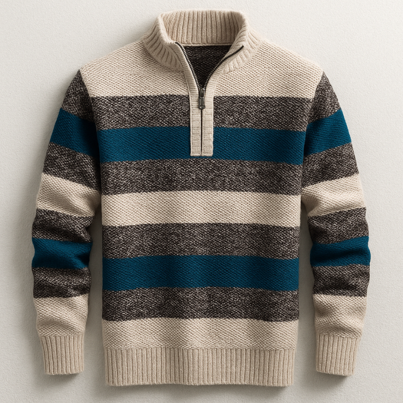 Tristan - Striped Half-Zip Jumper