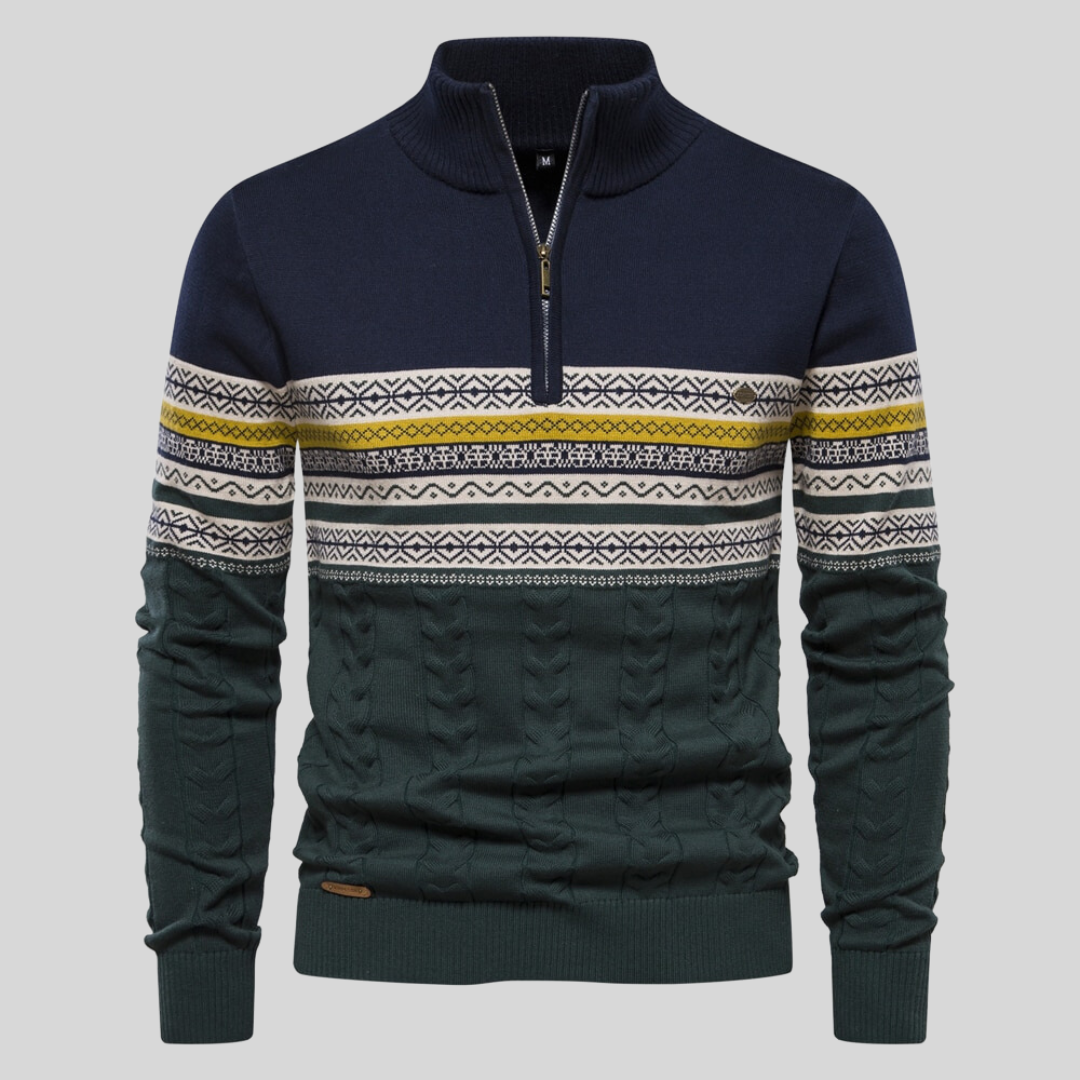 Hadley - Patterned Half-Zip Jumper