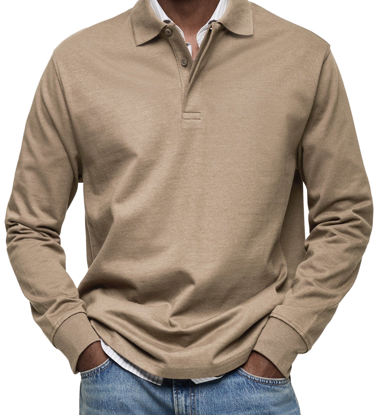Enoch - Elegant Long Sleeve Polo Shirt
