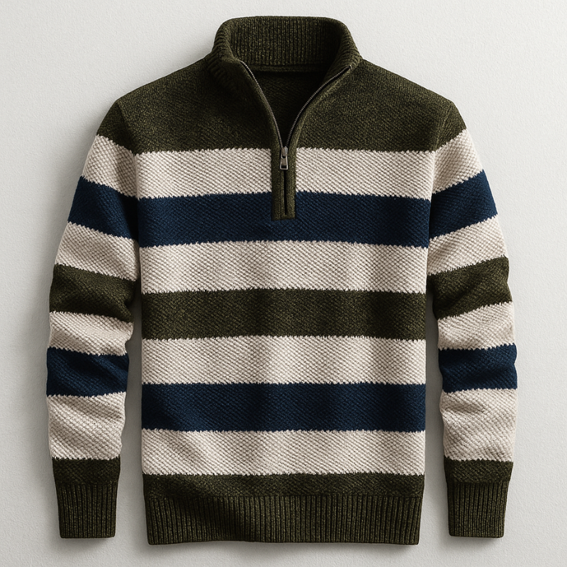 Tristan - Striped Half-Zip Jumper
