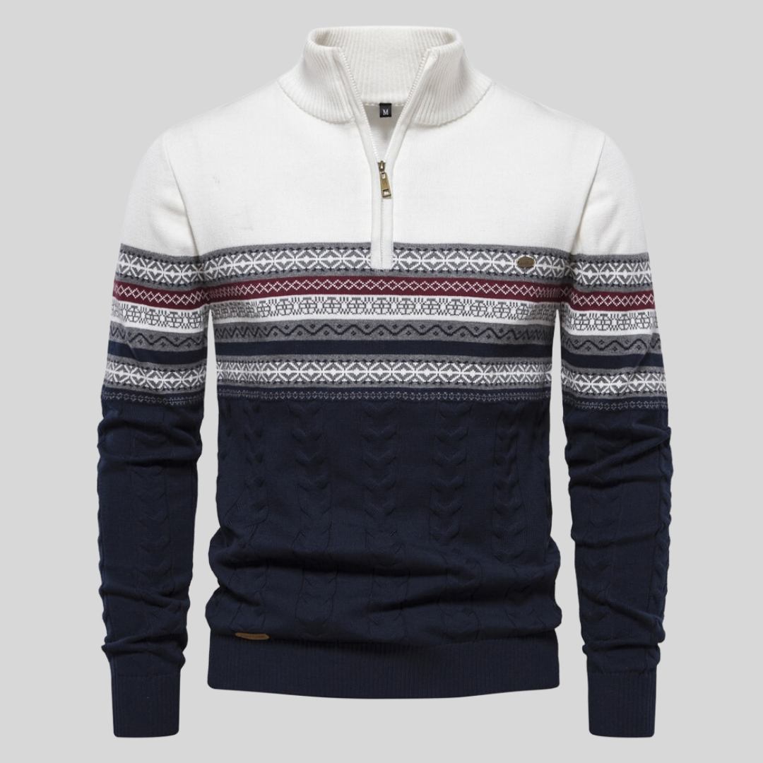 Hadley - Patterned Half-Zip Jumper