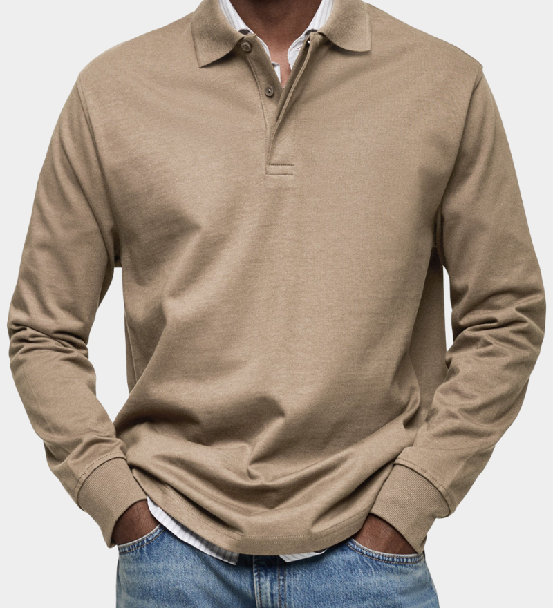 Classic long-sleeved polo shirt