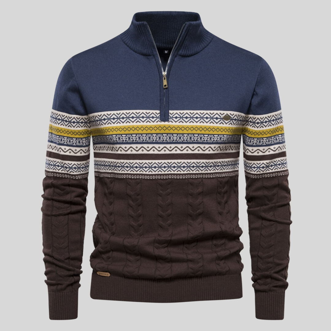 Hadley - Patterned Half-Zip Jumper