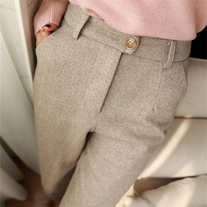 Nathan - Herringbone Tailored Trousers