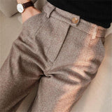 Nathan - Herringbone Tailored Trousers