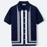 Men's Knitted Polo Shirt | Breathable Striped Summer Style