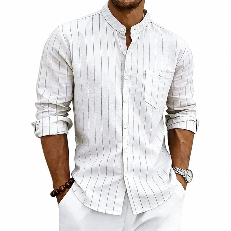 Men's Linen Button-Up Shirt | Lightweight Breathable Spring Essential