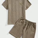 Men's Polyester Cable Knit 2-Piece Set | Stylish Casual Comfort Ensemble