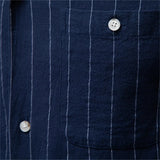 Men's Soft Cotton Stripe Short Sleeve Shirt | Casual Summer Top with Button Pocket
