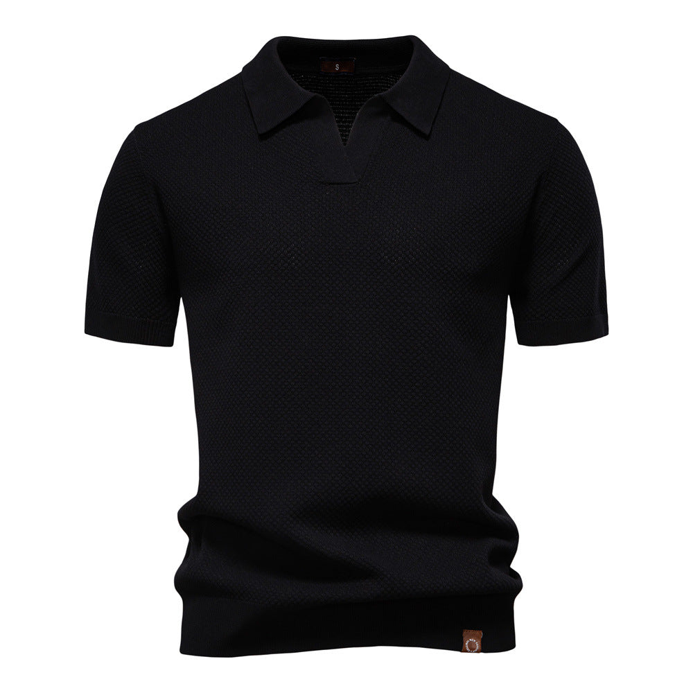Neil - Textured Knit Polo Shirt