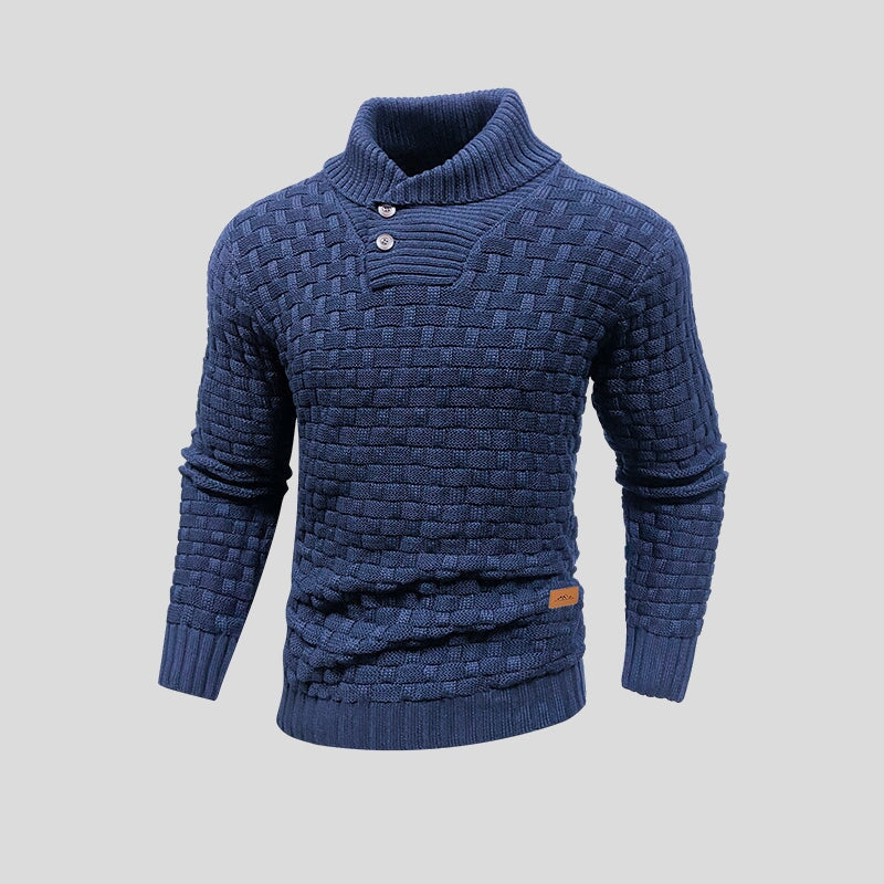 Hector - Basketweave Shawl Collar Jumper