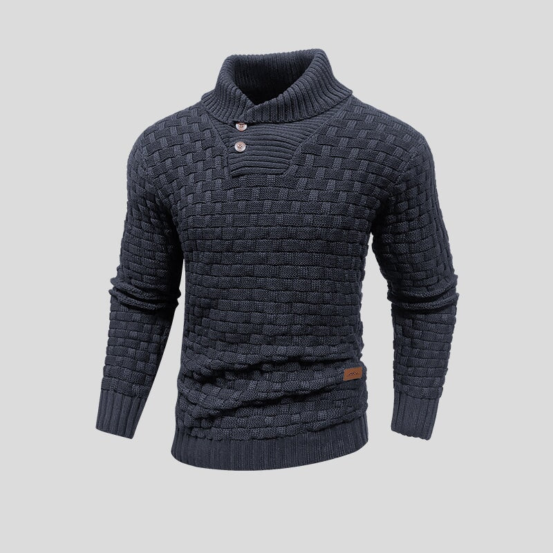 Hector - Basketweave Shawl Collar Jumper