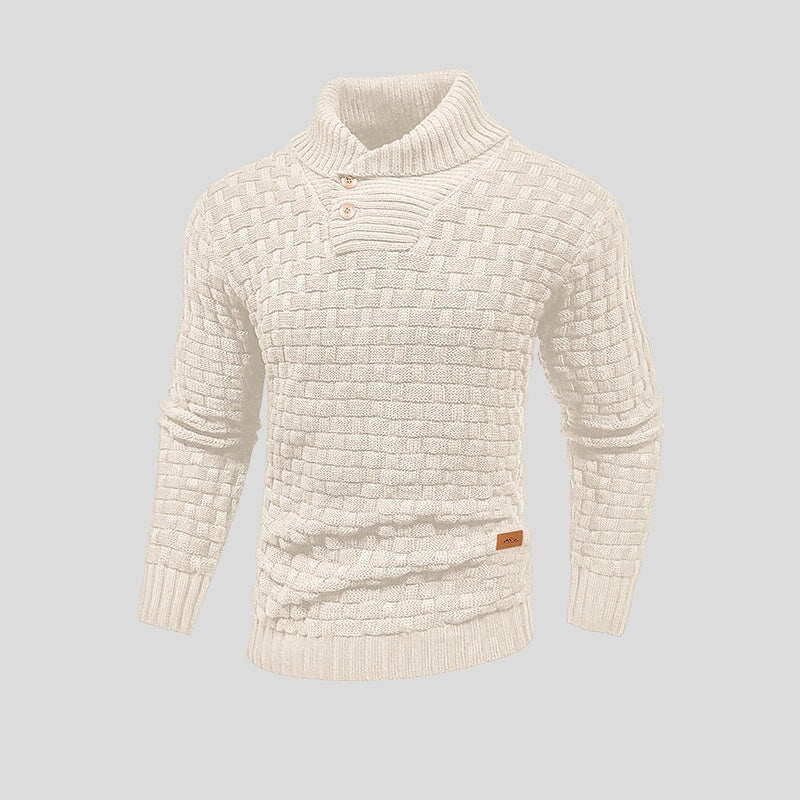Hector - Basketweave Shawl Collar Jumper