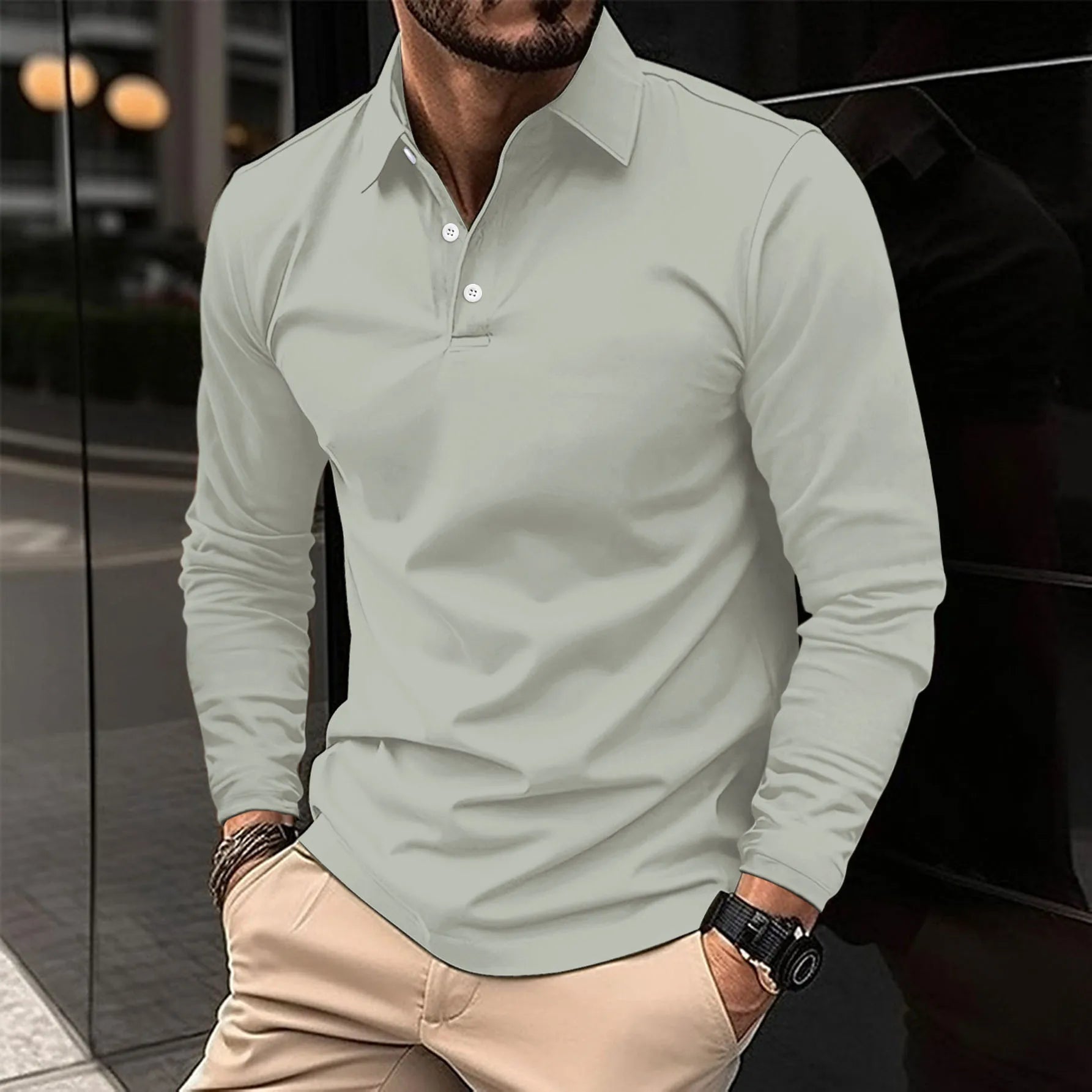 Chadwick - Knit Long Sleeve Polo Shirt