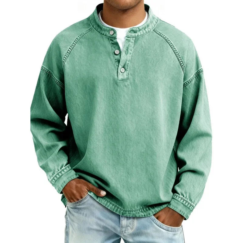 Marcus - Washed Denim Pullover Shirt