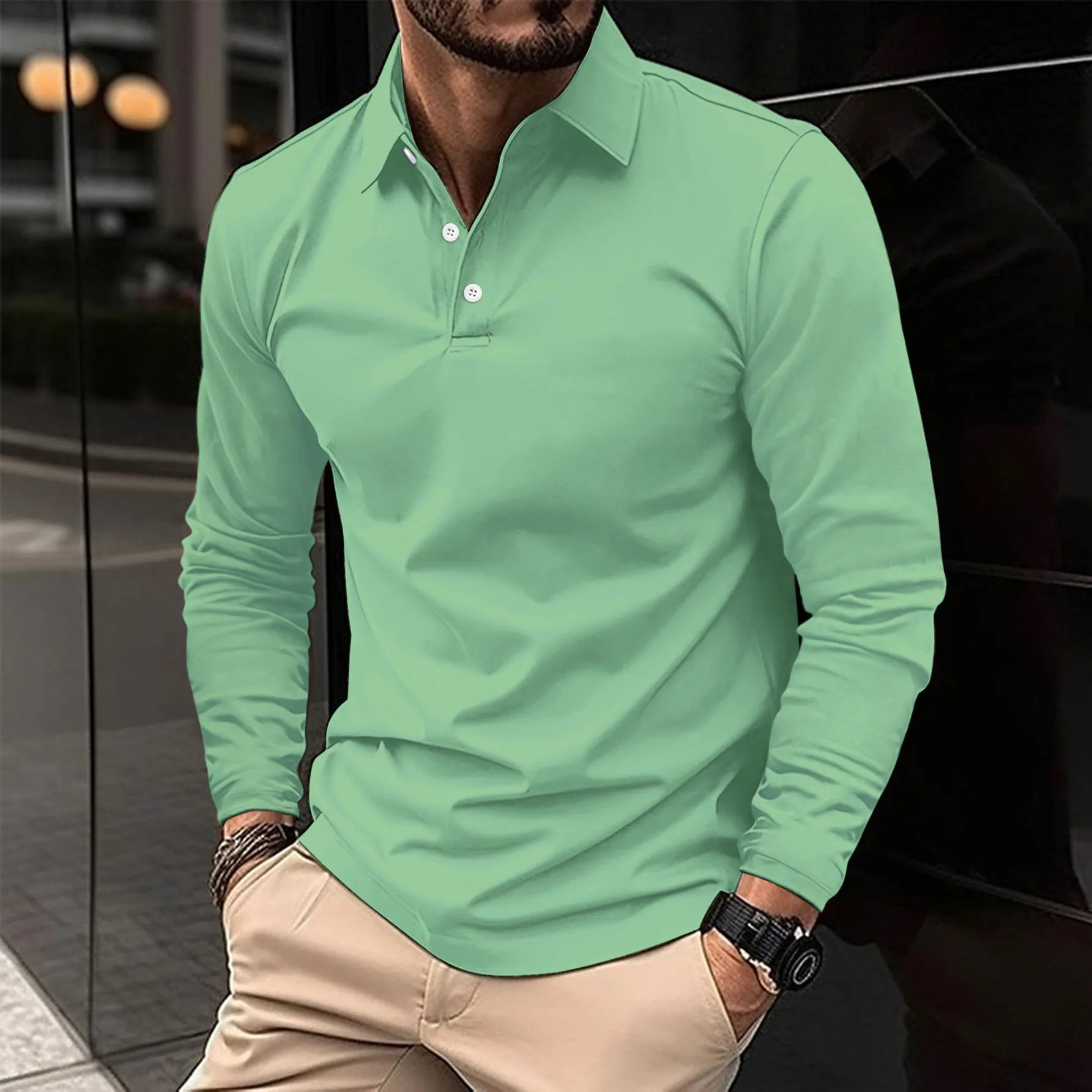 Chadwick - Knit Long Sleeve Polo Shirt