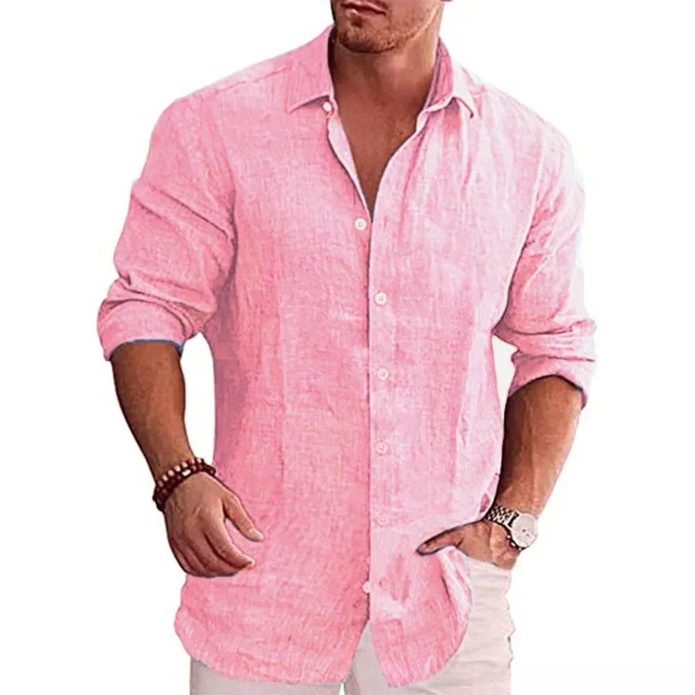 Larkin - Modern Fit Linen Button Shirt