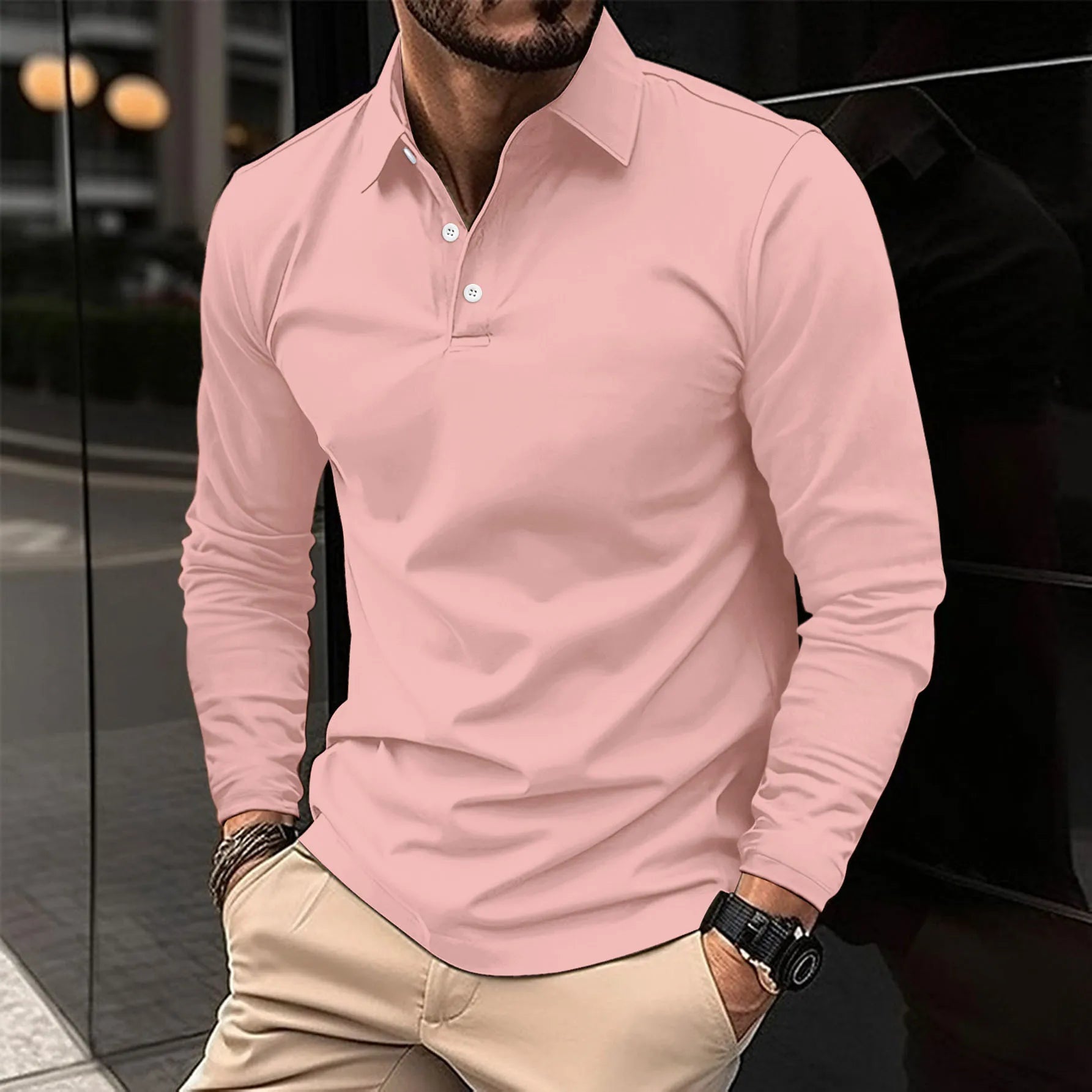 Chadwick - Knit Long Sleeve Polo Shirt