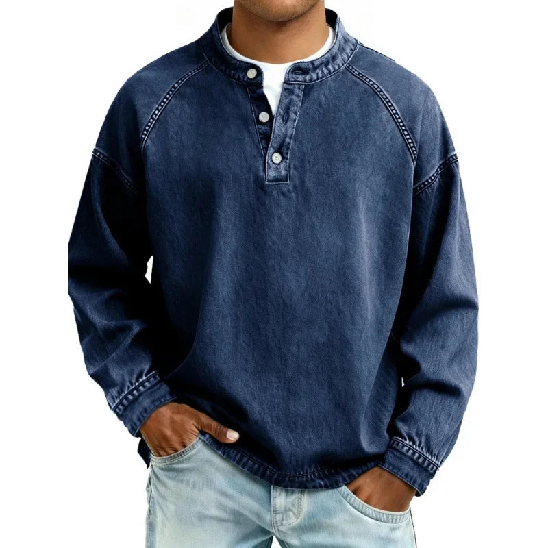 Marcus - Washed Denim Pullover Shirt