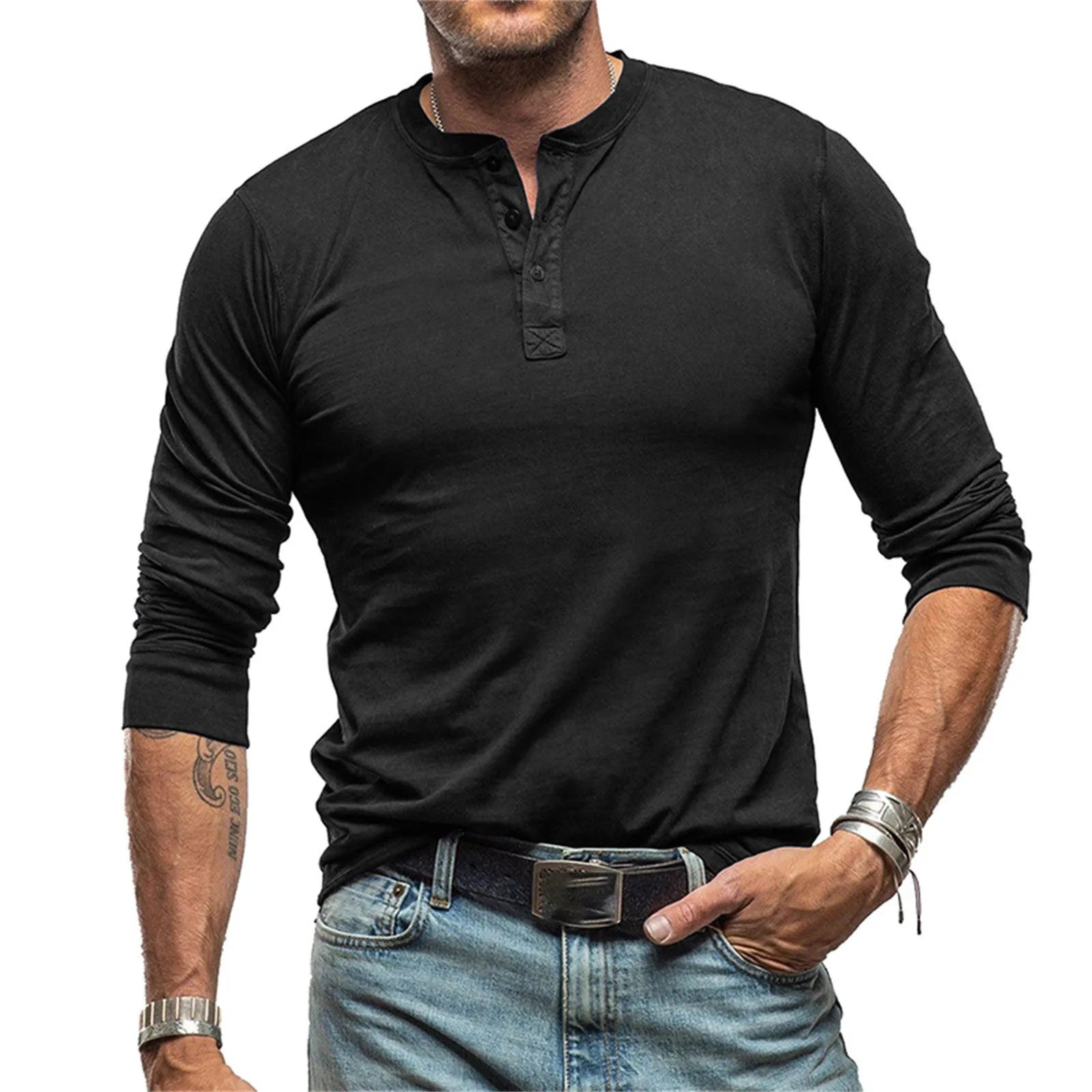Fulton - Fitted Long Sleeve Henley T-Shirt