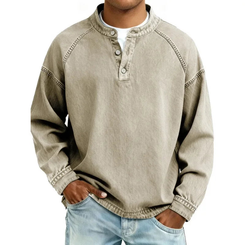 Marcus - Washed Denim Pullover Shirt