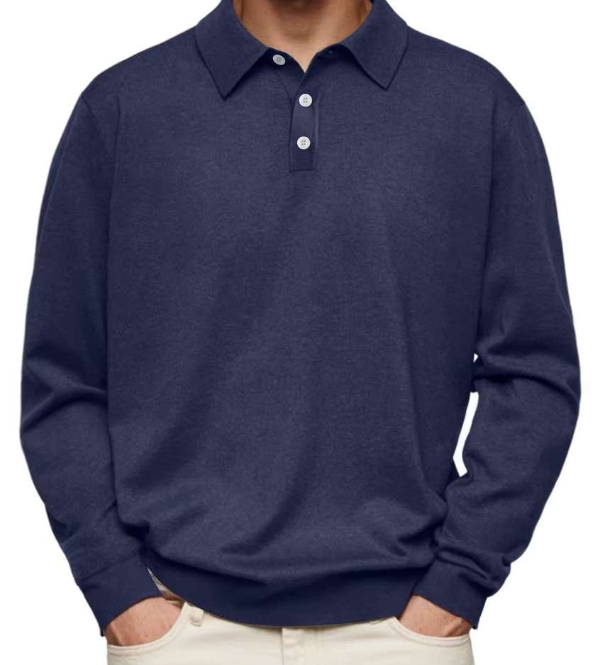 Houston - Ribbed Long Sleeve Polo Shirt