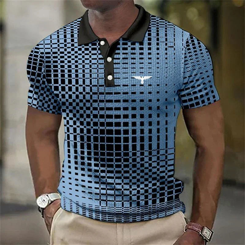 Leander - Modern Geometric Print Polo Shirt