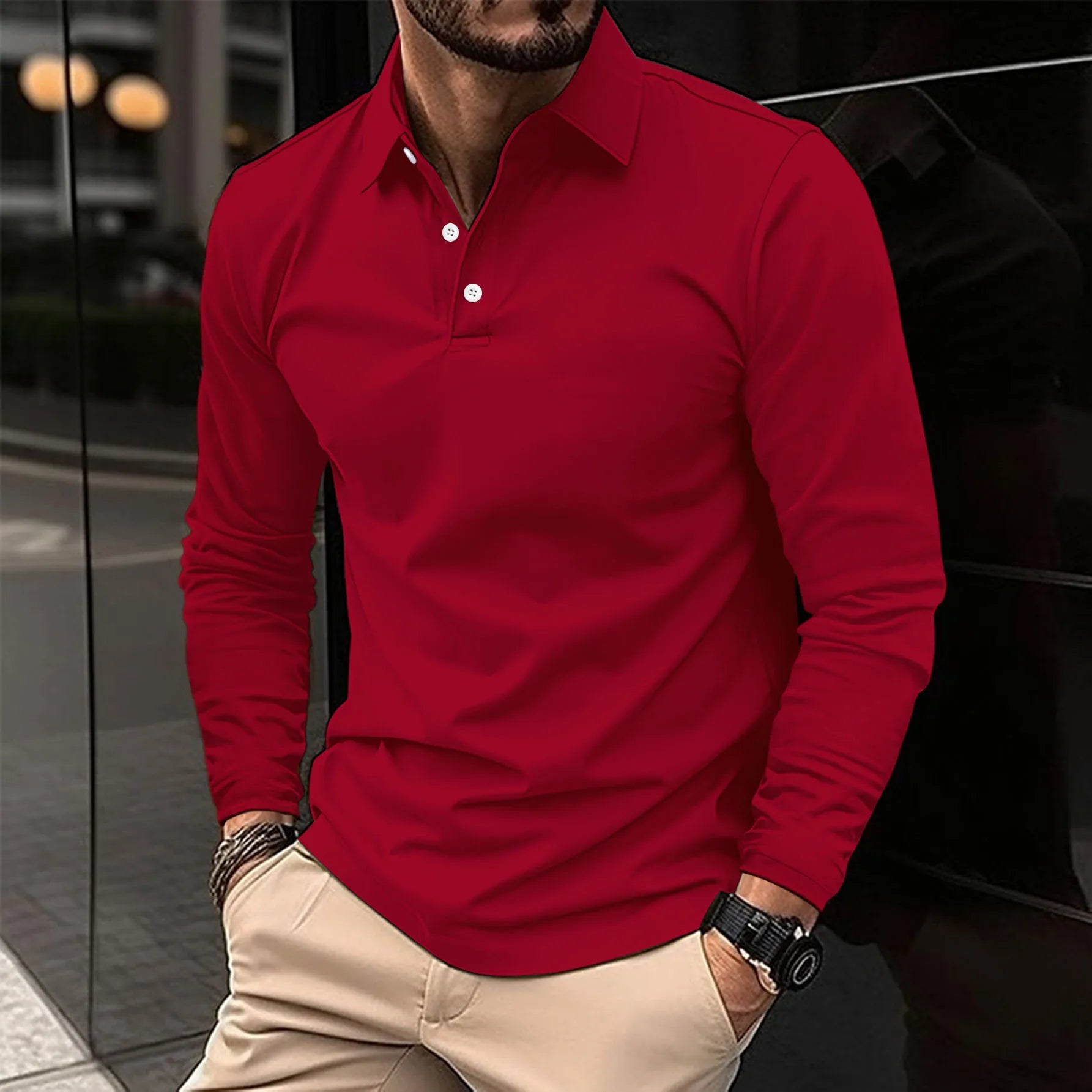 Chadwick - Knit Long Sleeve Polo Shirt