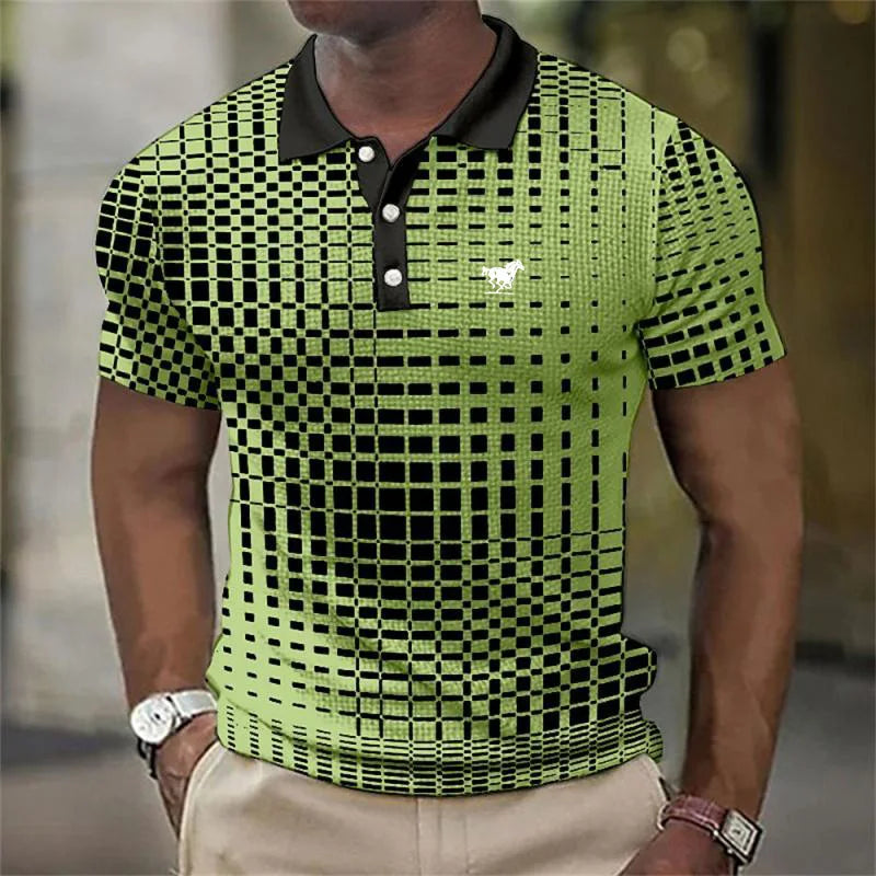 Leander - Modern Geometric Print Polo Shirt