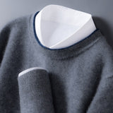 Edmund - White Trim Crew Neck Jumper
