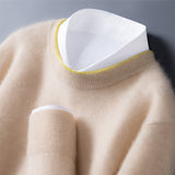 Edmund - White Trim Crew Neck Jumper