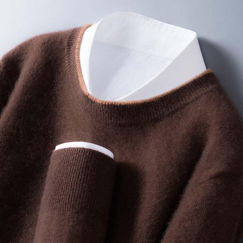 Edmund - White Trim Crew Neck Jumper