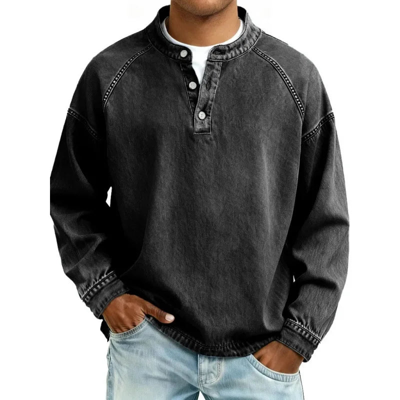 Marcus - Washed Denim Pullover Shirt