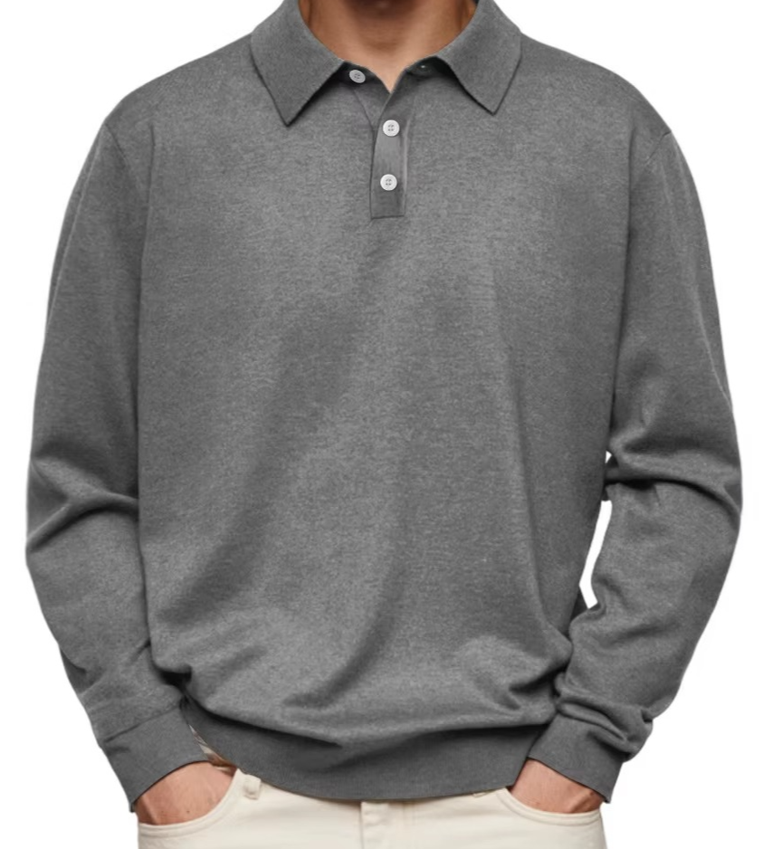 Houston - Ribbed Long Sleeve Polo Shirt
