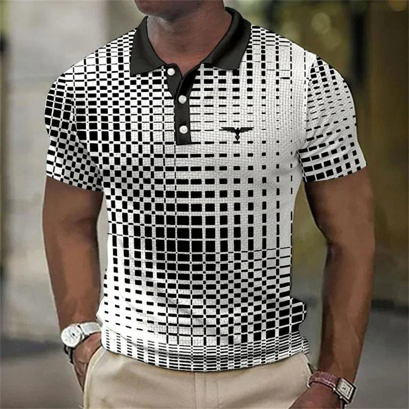 Leander - Modern Geometric Print Polo Shirt