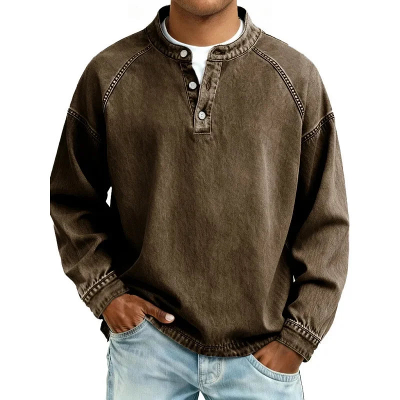 Marcus - Washed Denim Pullover Shirt