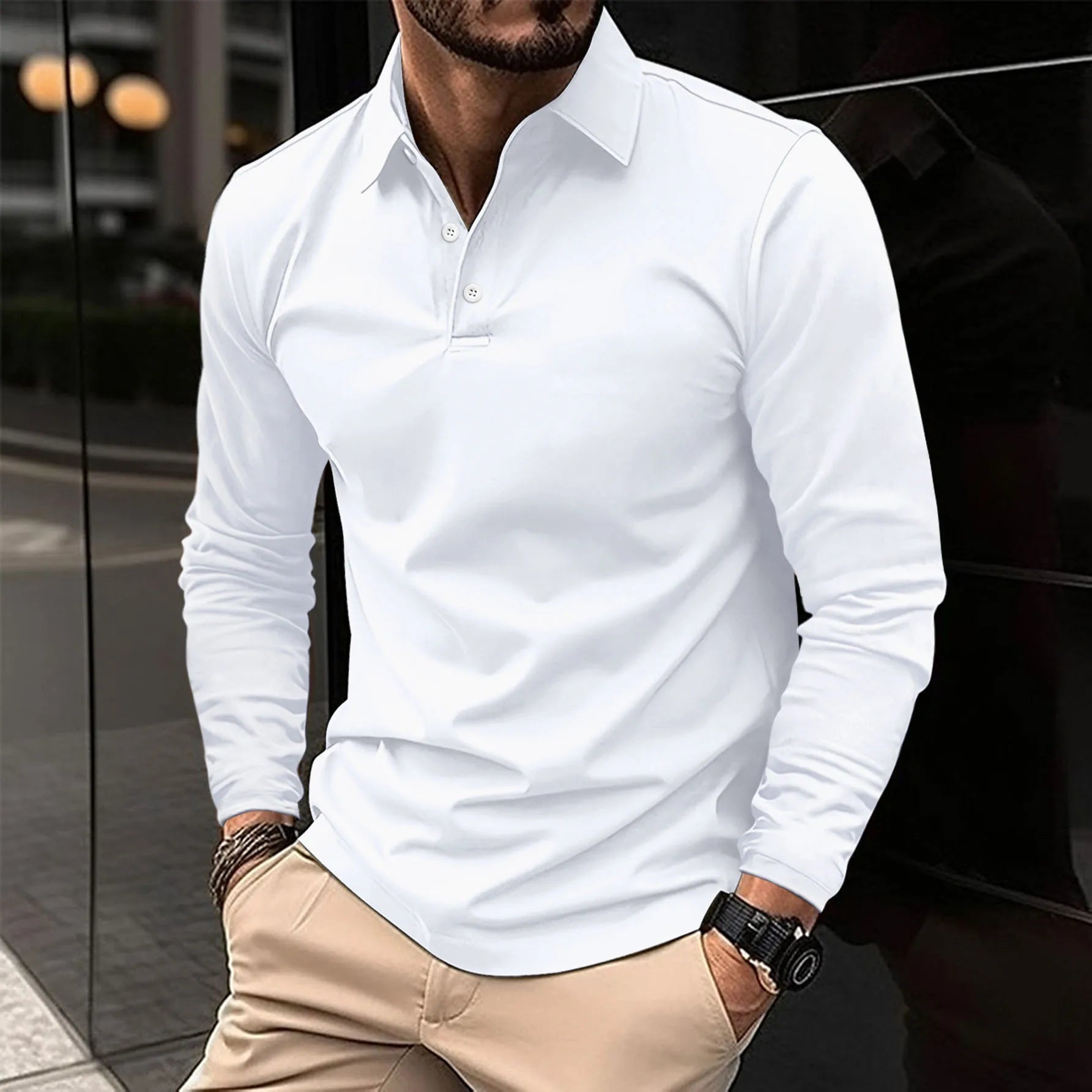 Chadwick - Knit Long Sleeve Polo Shirt