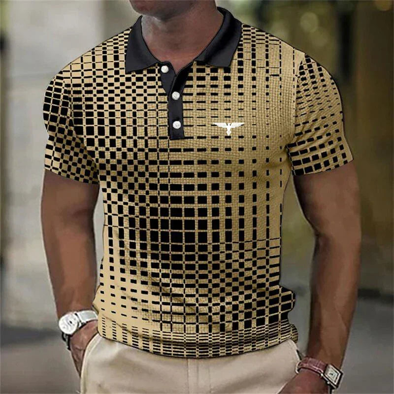 Leander - Modern Geometric Print Polo Shirt
