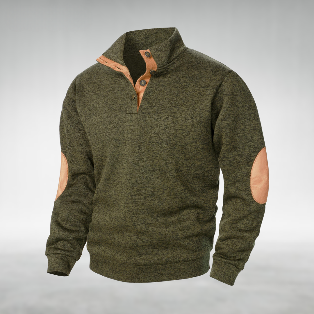 Kelvin - Marled Button Neck Jumper