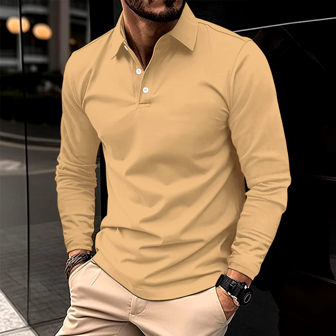 Chadwick - Knit Long Sleeve Polo Shirt
