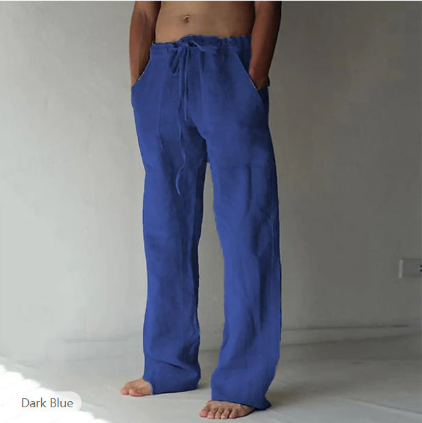 Tobias - Linen Blend Drawstring Trousers
