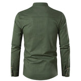 Henley Collar Linen Top Shirt