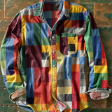 Holden - Long Sleeve Colour Block Patchwork Shirt