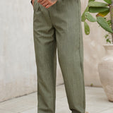 Isaac - Olive Summer Linen Trousers