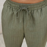 Isaac - Olive Summer Linen Trousers
