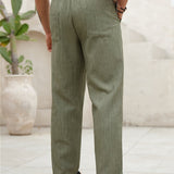 Isaac - Olive Summer Linen Trousers